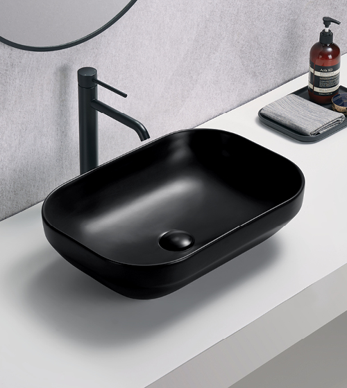 Table Mounted Wash Basin ( Matt Black ) – Aquant India